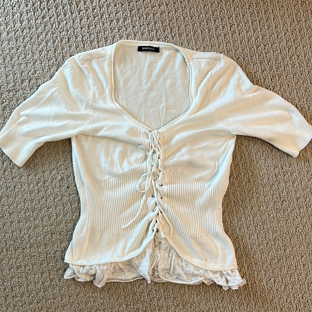 morgan de toi white laced cardigan